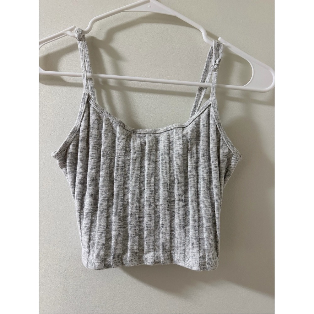 Forever‎ 21 Crop Tank Women S Gray Like New Ribbed Spaghetti Strap Camisole